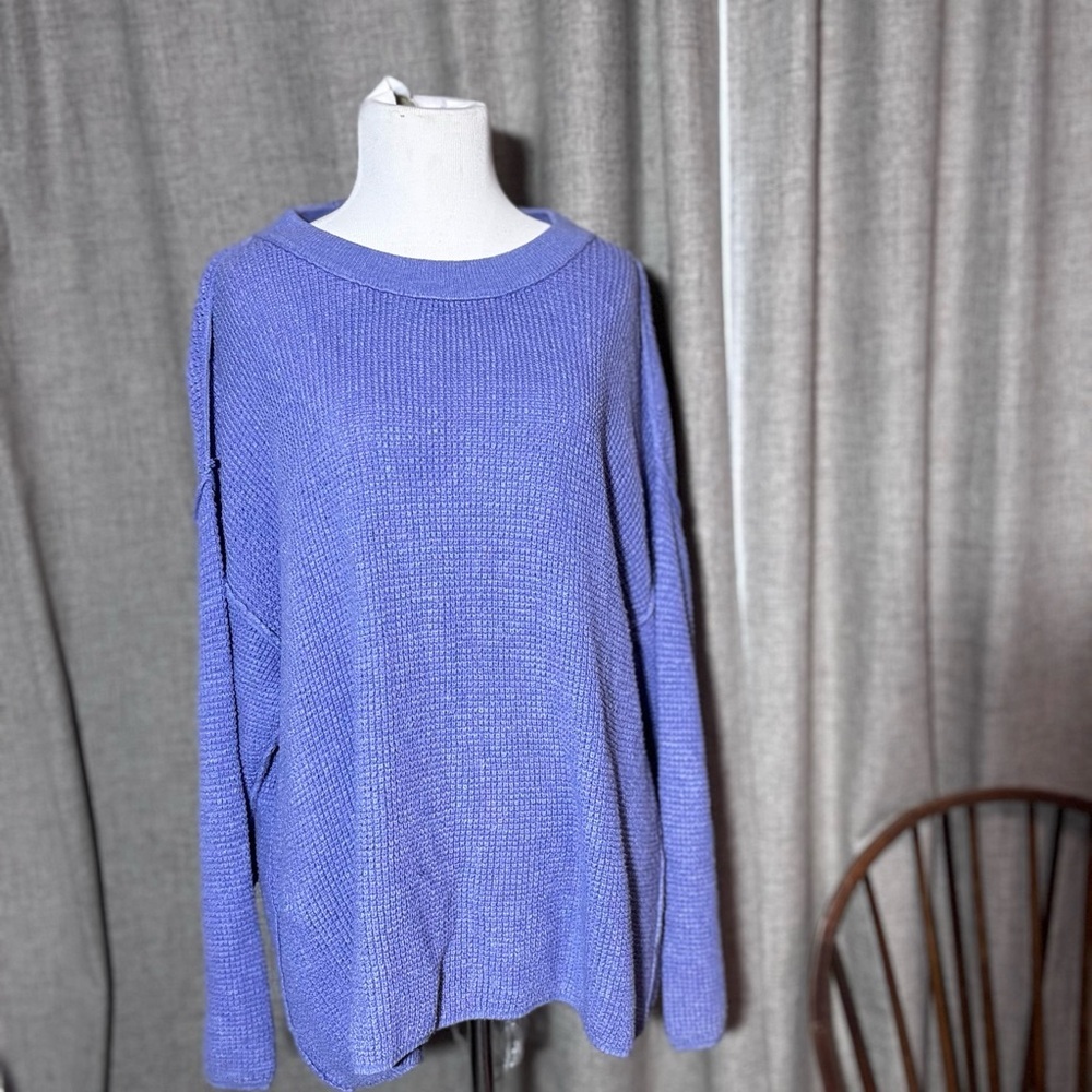 Periwinkle Blue Crew‎ Neck Sweater with Oversized Fit